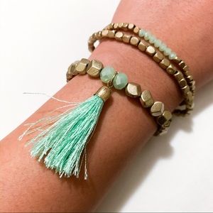 Tassel Turquoise Beaded Bracelet